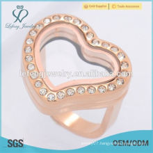 Top sale engagement and wedding stainless steel heart floating locket ring jewelry